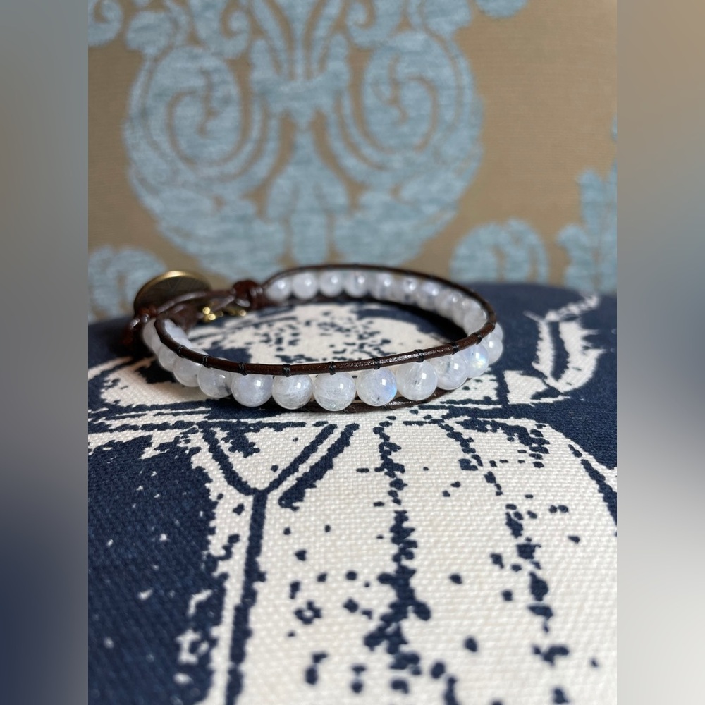 Stackable Rainbow Moonstone Bead Bracelet - image 3